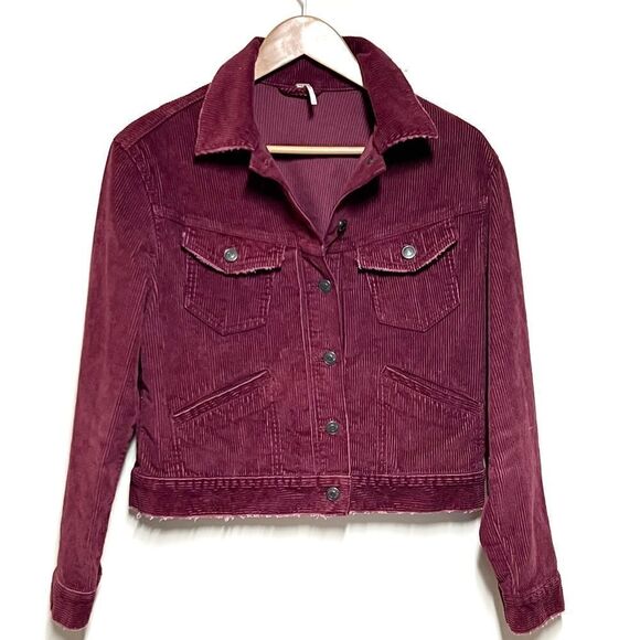 NWOT Free People Nelson Plum Corduroy Trucker Jacket Womens XS - Picture 1 of 7